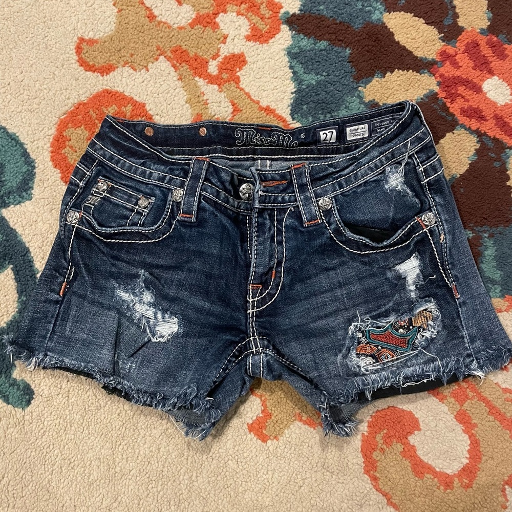 Miss Me Stylish Embroidered Denim Shorts - Picture 2 of 3